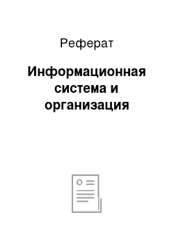 Реферат: Информационная система и организация