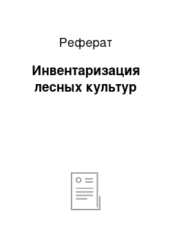 Реферат: Инвентаризация лесных культур