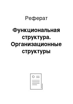 Реферат: Функциональная структура. Организационные структуры