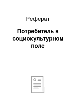 Реферат: Потребитель в социокультурном поле