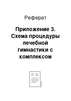 Реферат: Приложение 3. Схема процедуры лечебной гимнастики с комплексом физических упражнений для детей с нарушениями опорно-двигательного аппарата [62]