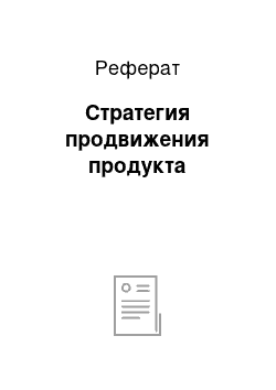 Реферат: Стратегия продвижения продукта