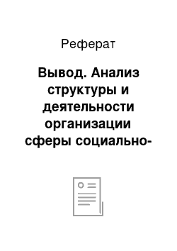 Реферат: Вывод. Анализ структуры и деятельности организации сферы социально-культурного сервиса