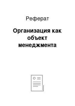 Реферат: Организация как объект менеджмента