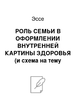 Эссе: РОЛЬ СЕМЬИ В ОФОРМЛЕНИИ ВНУТРЕННЕЙ КАРТИНЫ ЗДОРОВЬЯ (и схема на тему