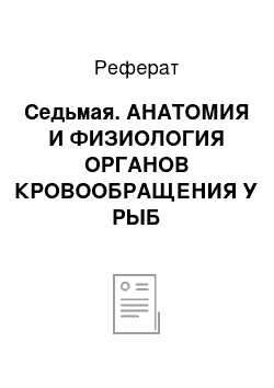 Реферат: Седьмая. АНАТОМИЯ И ФИЗИОЛОГИЯ ОРГАНОВ КРОВООБРАЩЕНИЯ У РЫБ