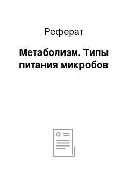 Реферат: Метаболизм. Типы питания микробов