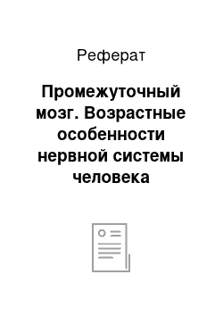 Реферат: Промежуточный мозг. Возрастные особенности нервной системы человека