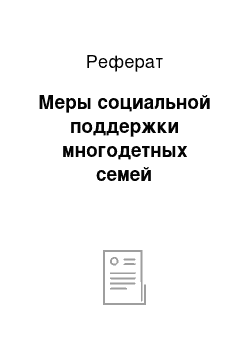 Реферат: Меры социальной поддержки многодетных семей