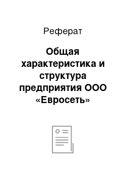 Реферат: Общая характеристика и структура предприятия ООО «Евросеть»