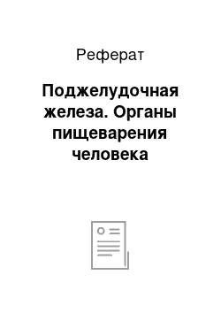 Реферат: Поджелудочная железа. Органы пищеварения человека