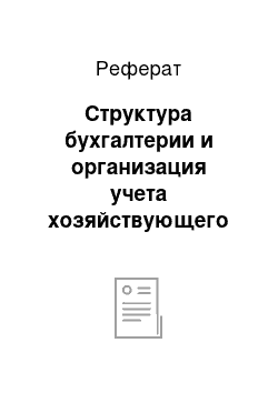 Реферат: Структура бухгалтерии и организация учета хозяйствующего субъекта