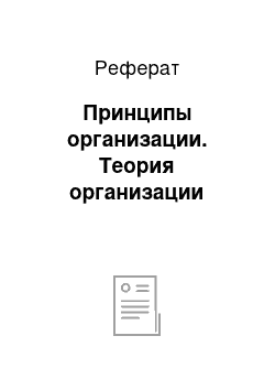 Реферат: Принципы организации. Теория организации