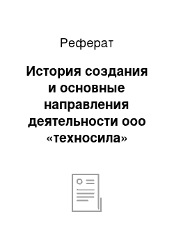 Реферат: История создания и основные направления деятельности ооо «техносила»