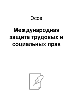 Эссе: Международная защита трудовых и социальных прав