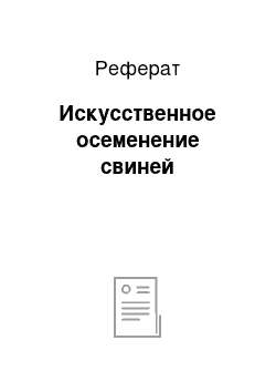 Реферат: Искусственное осеменение свиней