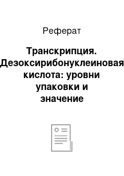 Реферат: Транскрипция. Дезоксирибонуклеиновая кислота: уровни упаковки и значение