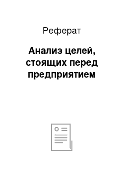 Реферат: Анализ целей, стоящих перед предприятием