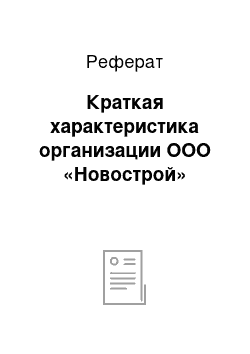 Реферат: Краткая характеристика организации ООО «Новострой»