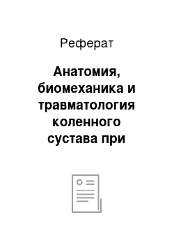 Реферат: Анатомия, биомеханика и травматология коленного сустава при занятиях вольной борьбой