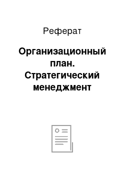 Реферат: Организационный план. Стратегический менеджмент