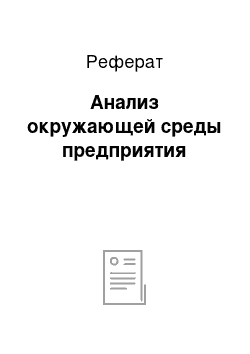 Реферат: Анализ окружающей среды предприятия