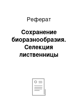 Реферат: Сохранение биоразнообразия. Селекция лиственницы