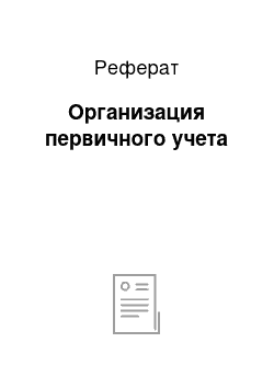 Реферат: Организация первичного учета