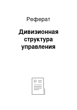 Реферат: Дивизионная структура управления