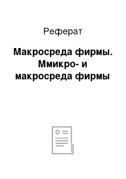 Реферат: Макросреда фирмы. Ммикро- и макросреда фирмы