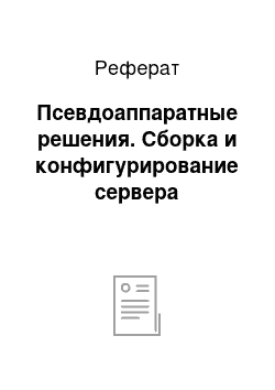 Реферат: Псевдоаппаратные решения. Сборка и конфигурирование сервера