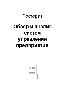 Реферат: Обзор и анализ систем управления предприятия