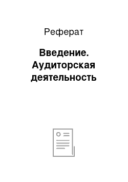 Реферат: Введение. Аудиторская деятельность