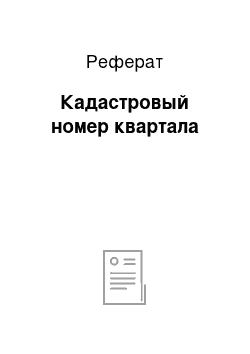 Реферат: Кадастровый номер квартала