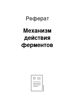 Реферат: Механизм действия ферментов