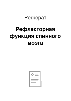 Реферат: Рефлекторная функция спинного мозга