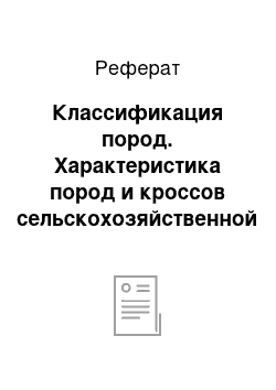 Реферат: Классификация пород. Характеристика пород и кроссов сельскохозяйственной птицы