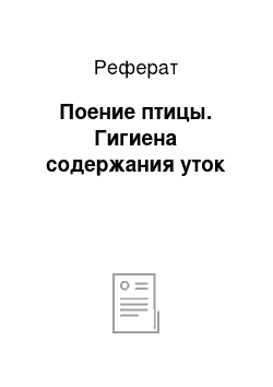 Реферат: Поение птицы. Гигиена содержания уток