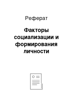 Реферат: Факторы социализации и формирования личности