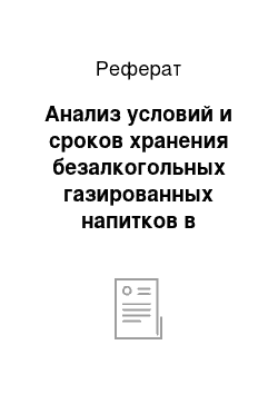 Реферат: Анализ условий и сроков хранения безалкогольных газированных напитков в магазине «Дикси»