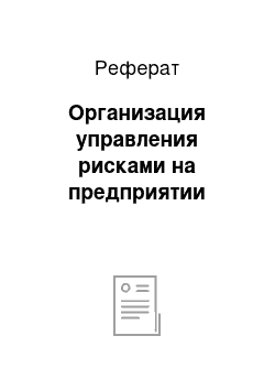 Реферат: Организация управления рисками на предприятии