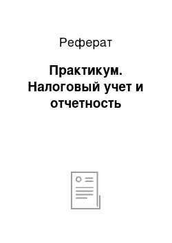 Реферат: Практикум. Налоговый учет и отчетность