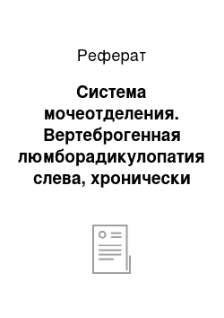 Реферат: Система мочеотделения. Вертеброгенная люмборадикулопатия слева, хронически рецидивирующее течение, обострение на фоне ожирения