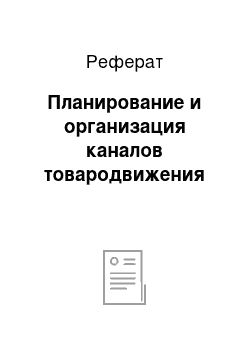 Реферат: Планирование и организация каналов товародвижения