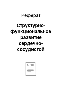 Реферат: Структурно-функциональное развитие сердечно-сосудистой системы на разных возрастных этапах