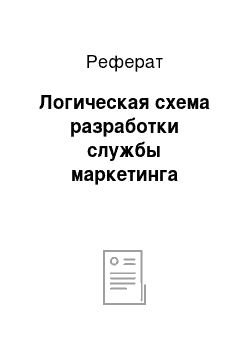 Реферат: Логическая схема разработки службы маркетинга