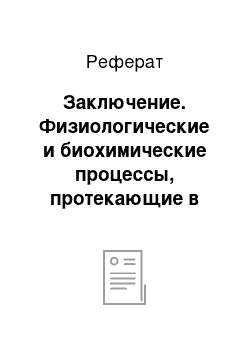 Реферат: Заключение. Физиологические и биохимические процессы, протекающие в плодах и овощах