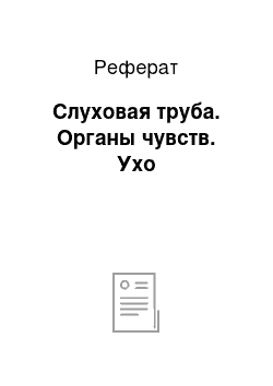 Реферат: Слуховая труба. Органы чувств. Ухо