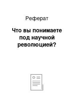 Реферат: Что вы понимаете под научной революцией?