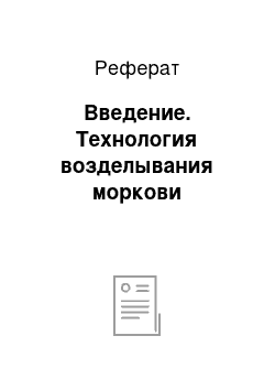 Реферат: Введение. Технология возделывания моркови